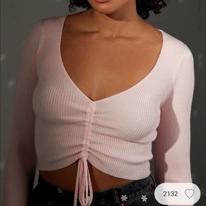 Pink cinched sweater